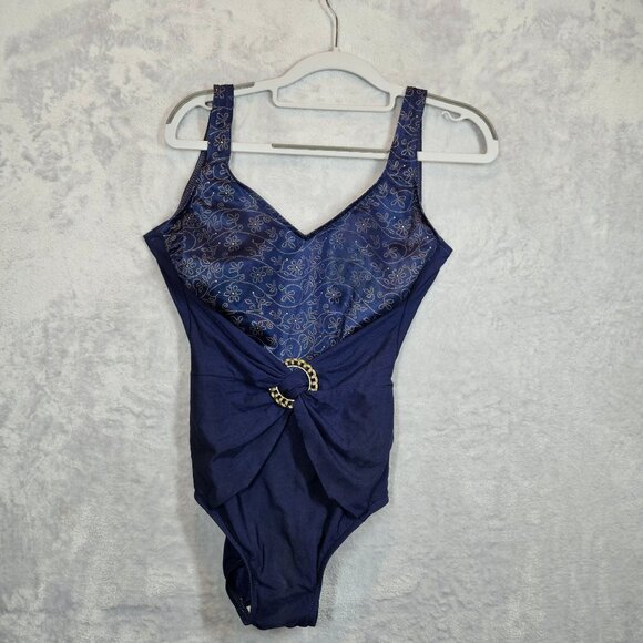 Longitude one piece swimsuit Womens 12T stretch retro cruise beach vacation pool - Picture 1 of 10